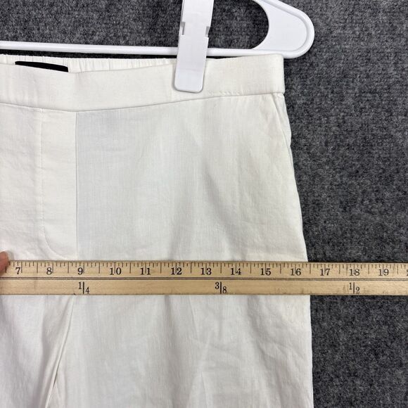 Theory Pants Womens Size 6 White Crop Creope Pull On Linen Blend Classic Stylish - Picture 5 of 10